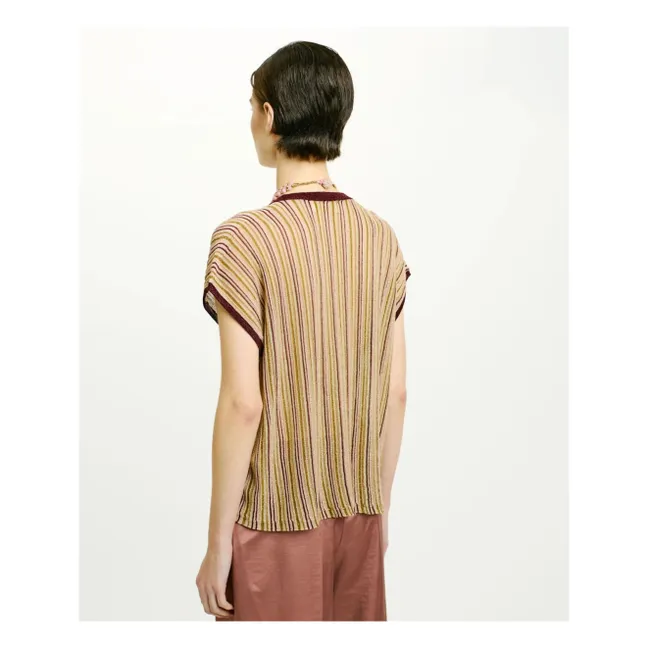 Maglia senza maniche con strisce metalliche | Rosa