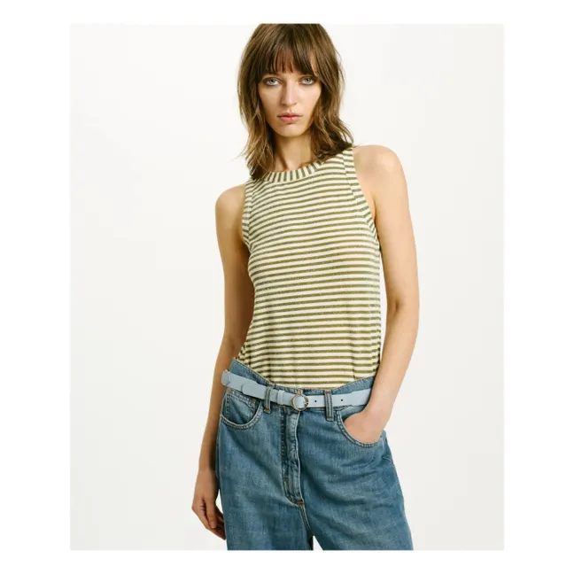 Genipa Tank Top Metallic Stripes | Cream