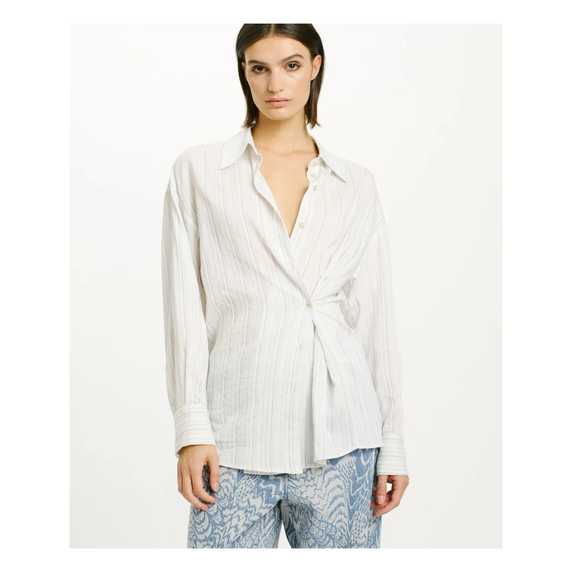 Momoni - Chemise Manches Longues - Coton/Soie - Crème - XS / IT 38