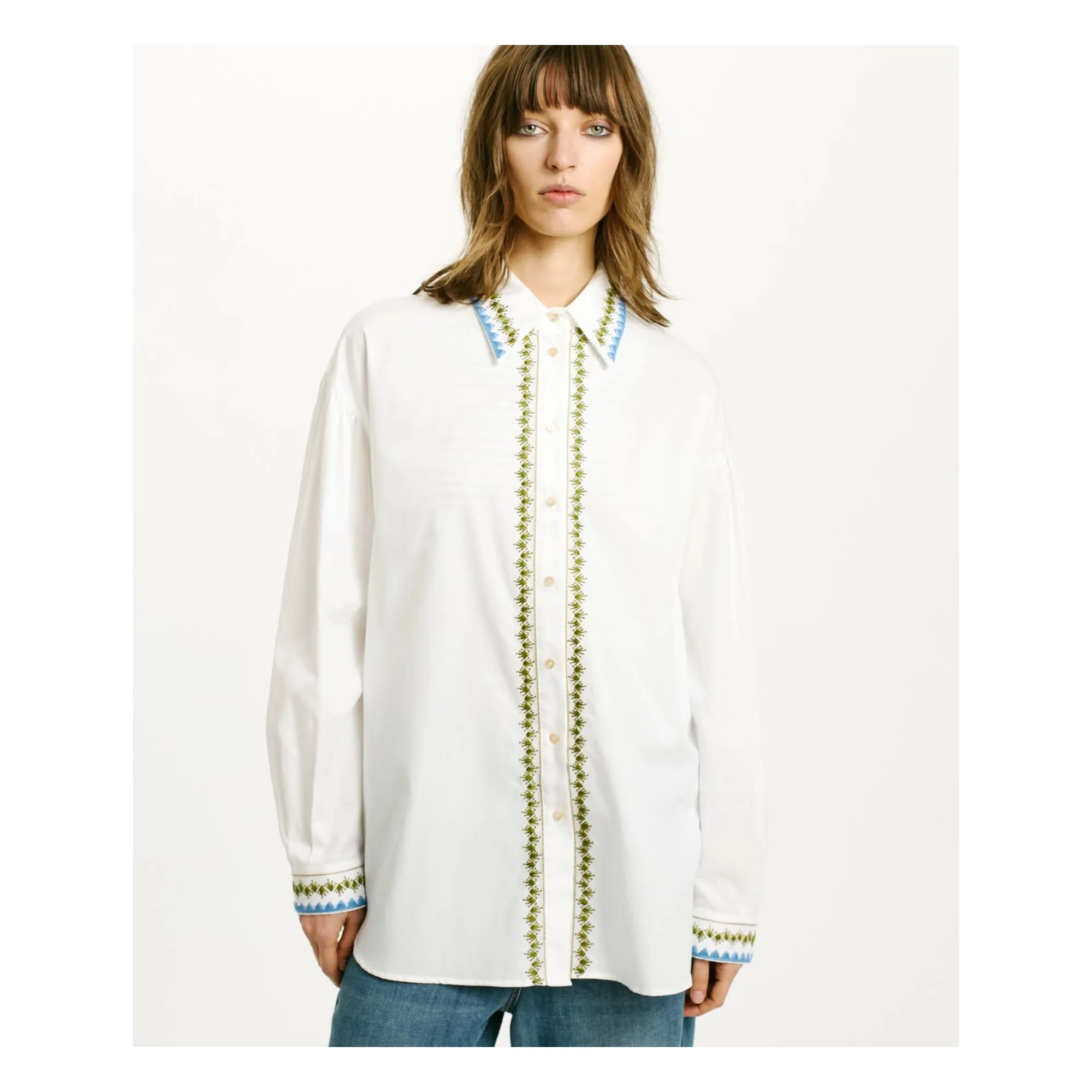 Momoni White Pedreira Embroidered Shirt