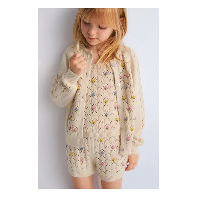 Cardigan Fleurs Canea Coton Bio | Beige