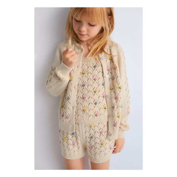 Cardigan Fleurs Canea Coton Bio | Beige- Image produit n°1