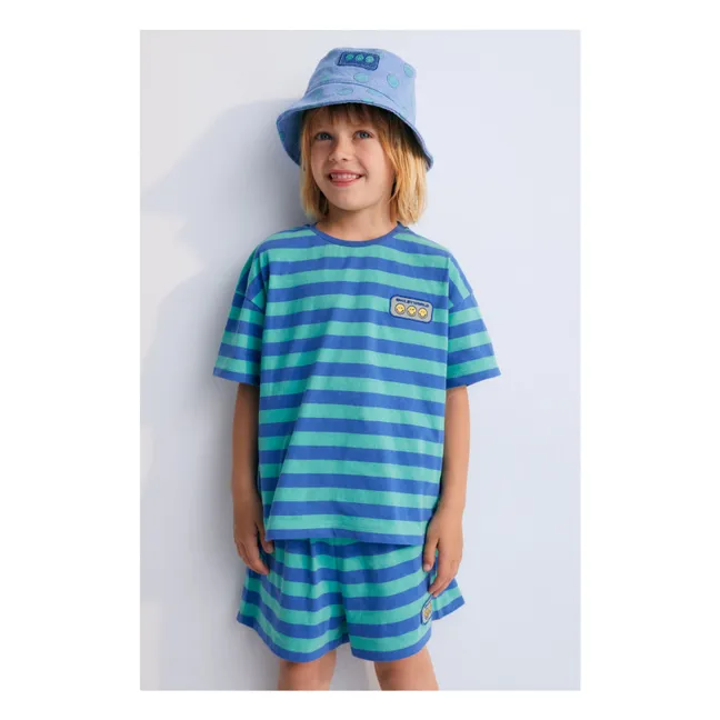 Short Rayures Smiley | Bleu