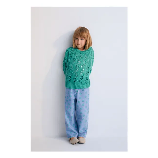 Pull Ajouré Sifnos Coton Bio | Bleu turquoise