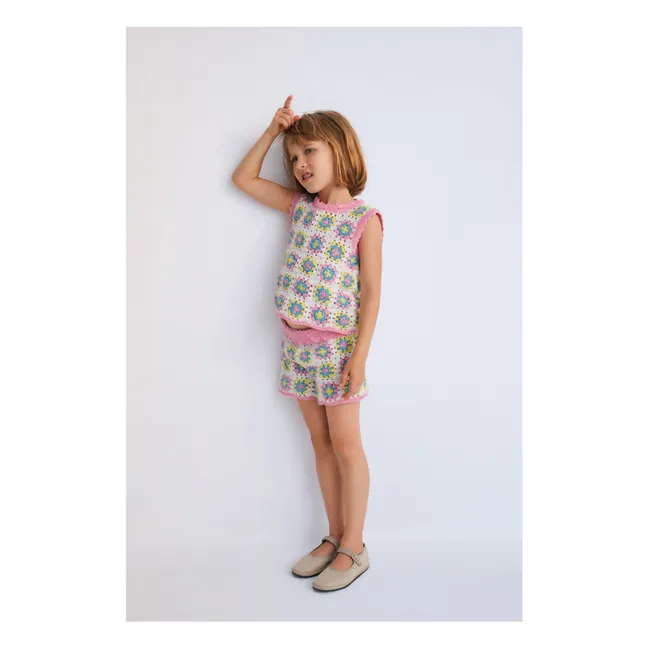 Top Crochet Fleurs Nikaia Baby | Rose bonbon
