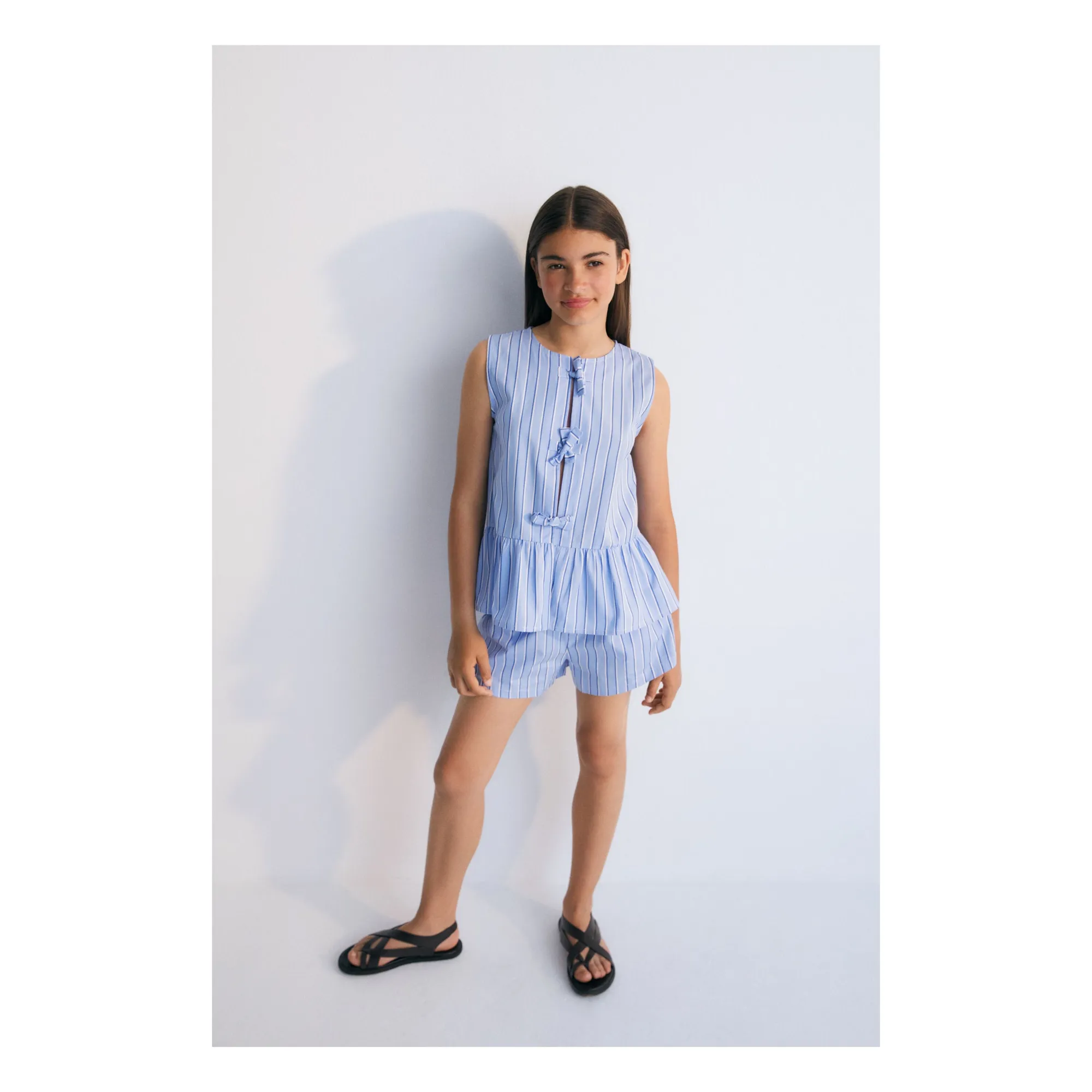 The New Society Blue Hebe Striped Knot Top