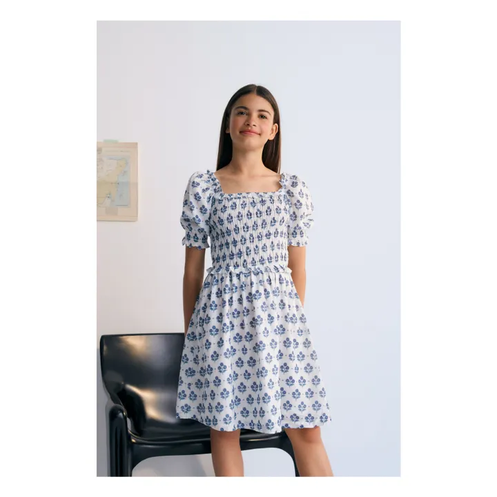 Vestido fruncido de flores Eleni | Blanco- Imagen del producto n°2