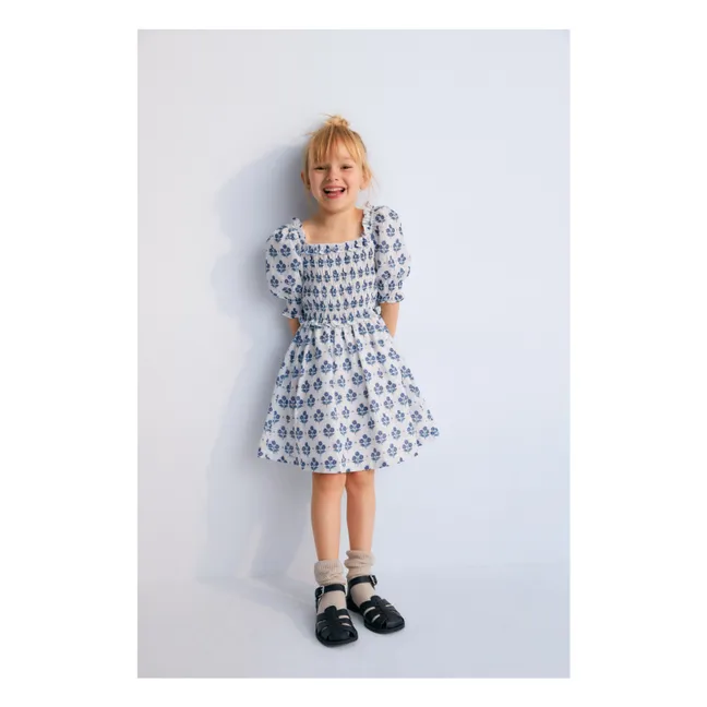 Kleid mit geraffter Blume Eleni | Weiß