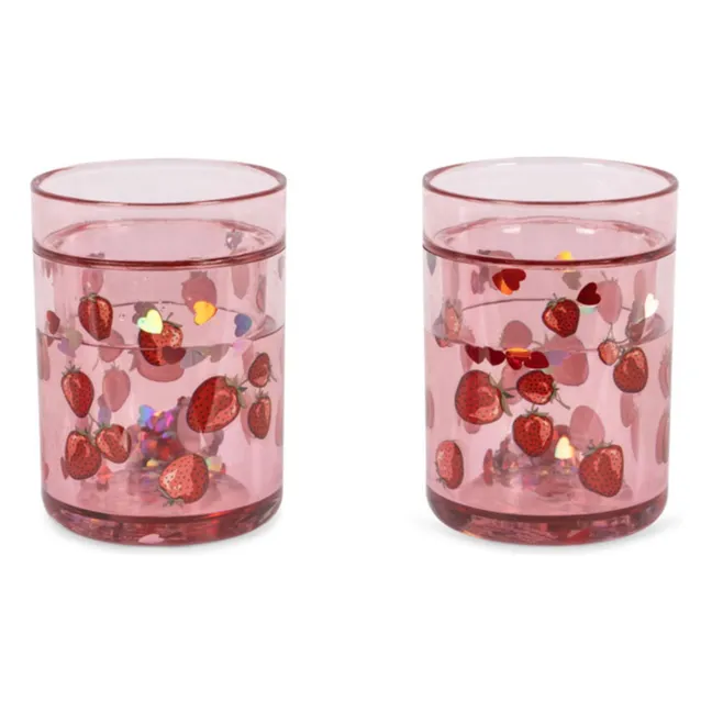 Fragola Glitter-Becher - 2er-Set | Rot