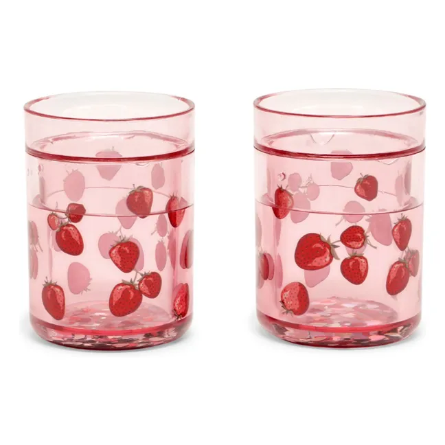 Fragola Glitter-Becher - 2er-Set | Rot