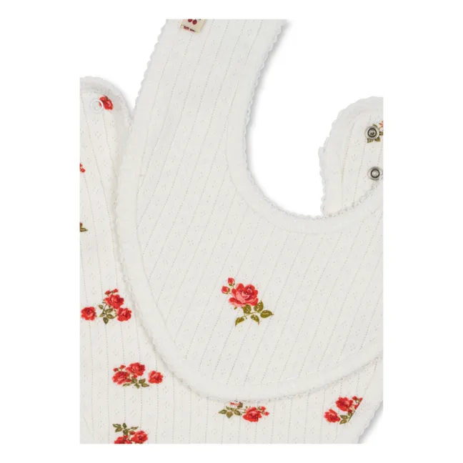 Rose Red Pointelle Lätzchen - 2er Set | Weiß