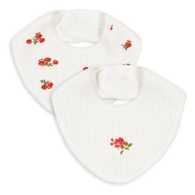 Rose Red Pointelle Lätzchen - 2er Set | Weiß