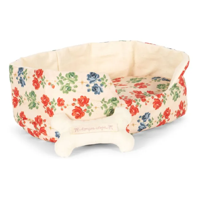 Madeleine dog plush with basket | Blue