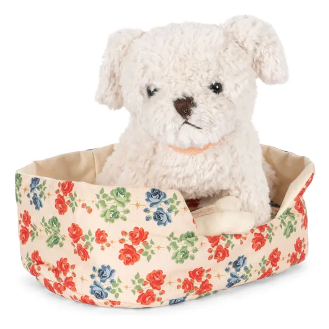 Madeleine dog plush with basket | Blue