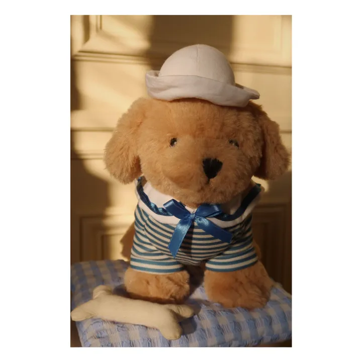 Peluche chien Milou et sa niche | Bleu- Image produit n°2