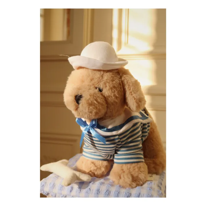 Peluche chien Milou et sa niche | Bleu- Image produit n°1