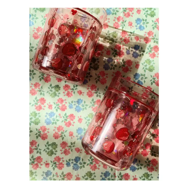 Fragola Glitter-Becher - 2er-Set | Rot