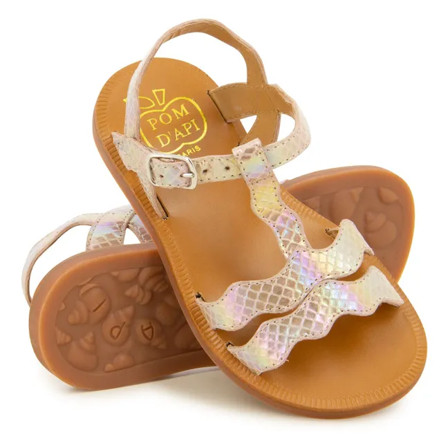 Plagette Frizz sandals | Pink Gold