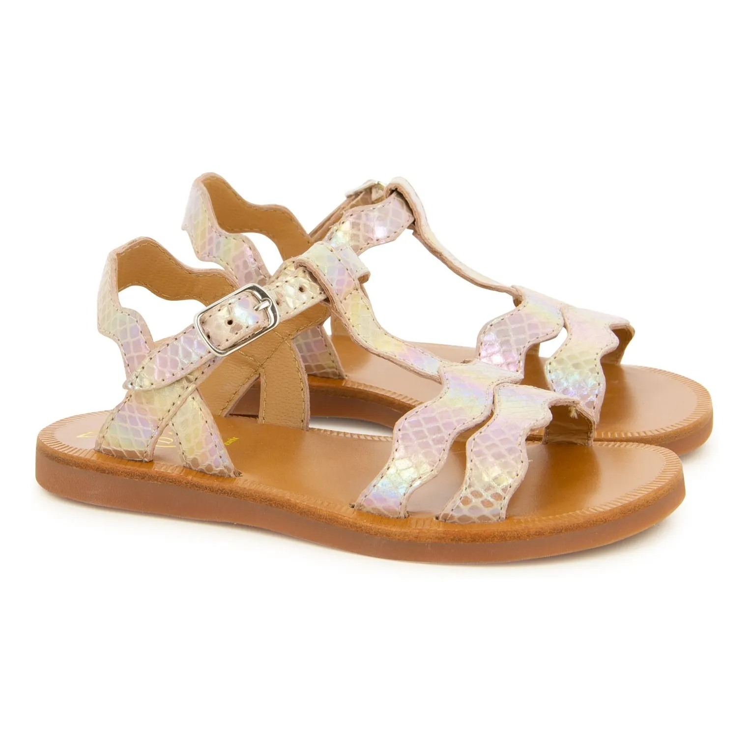 Pom D'api Pink Gold Plagette Frizz Sandals