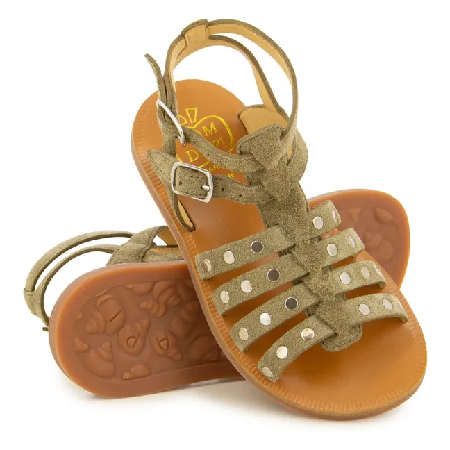 Plagette Stud sandals | Khaki