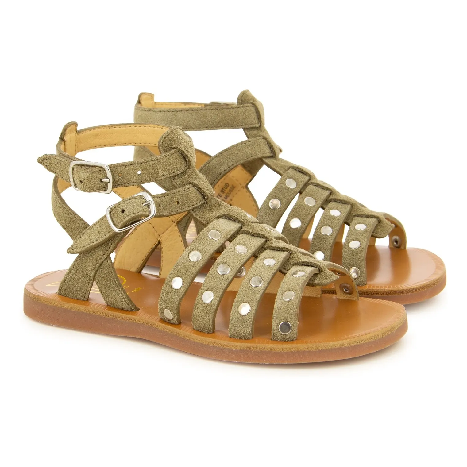 Pom D'api Khaki Plagette Stud Sandals