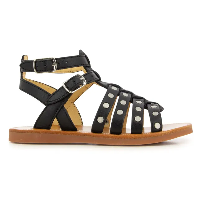 Sandalen Plagette Stud | mattes Schwarz