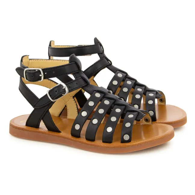Sandalen Plagette Stud | mattes Schwarz
