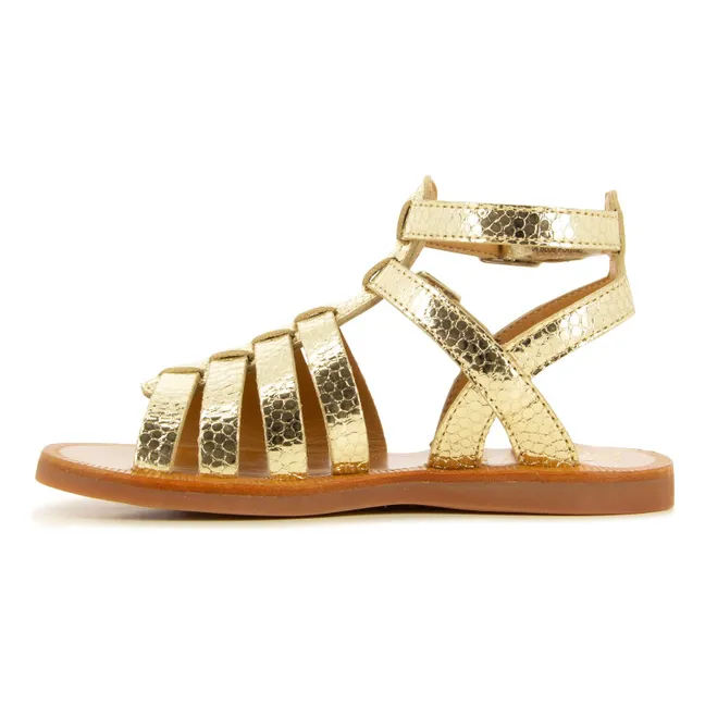 Plagette Gladiator Sandalen | Or