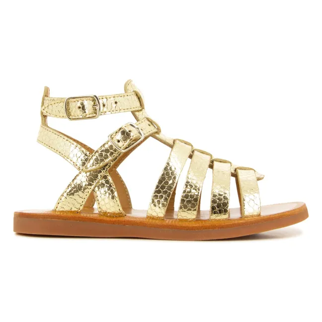 Plagette Gladiator Sandalen | Or