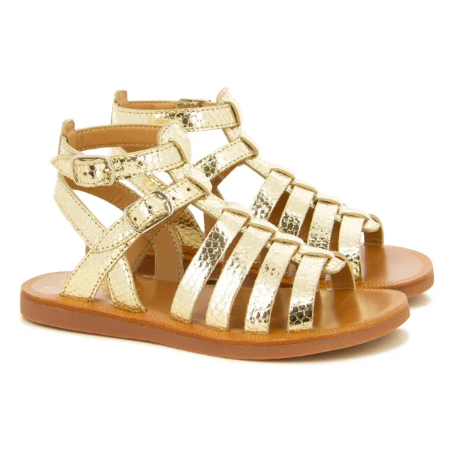 Plagette Gladiator Sandalen | Or