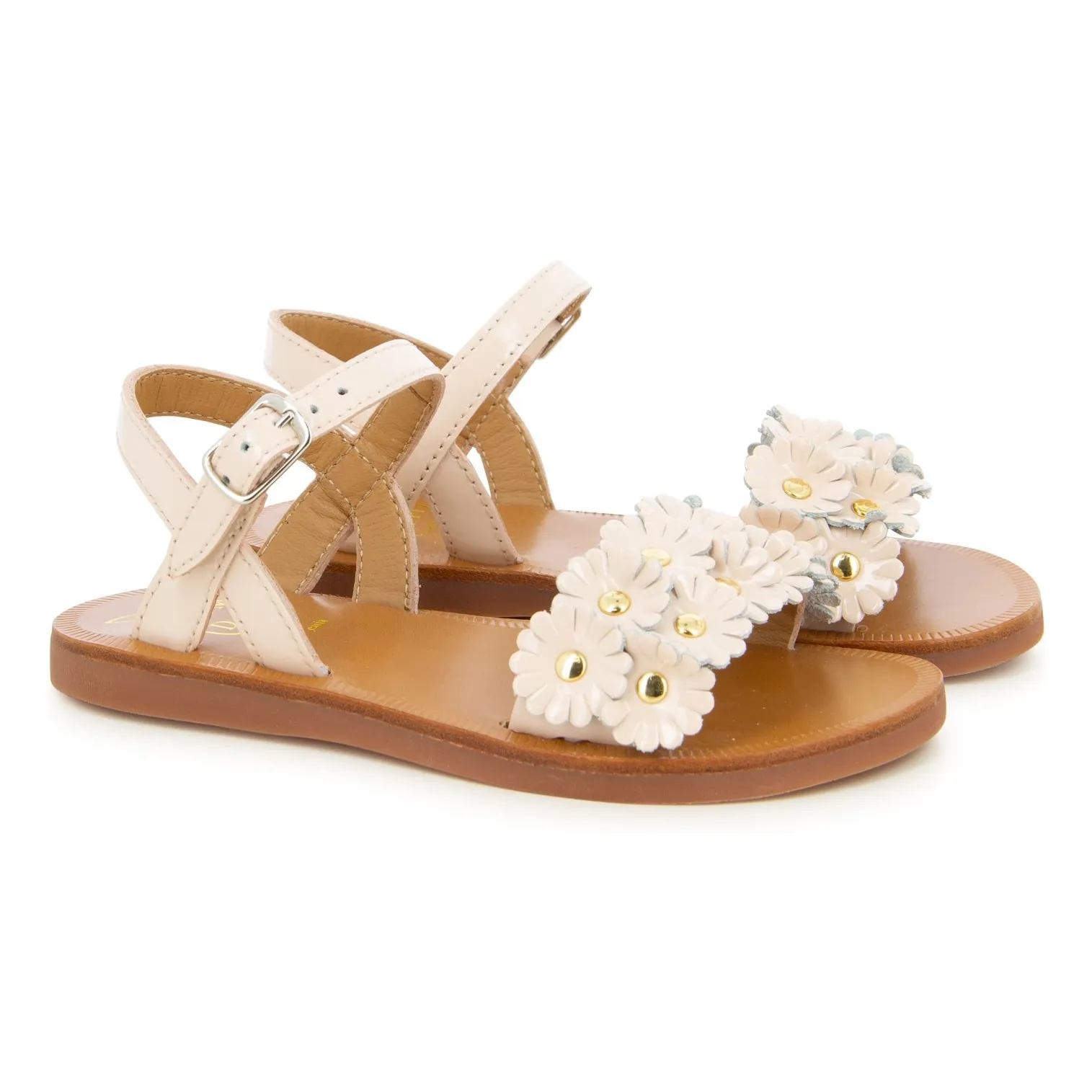 Pom D'api Beige Pink Plagette Multi Flo Sandals