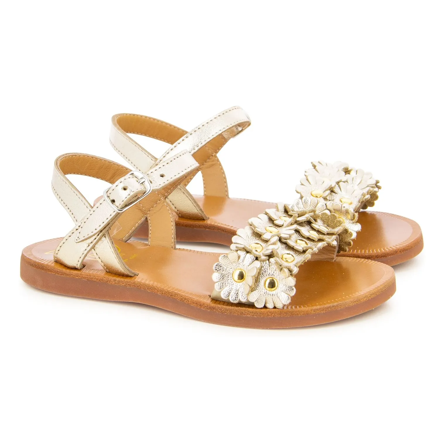 Pom D'api Gold Plagette Multi Flo Sandals