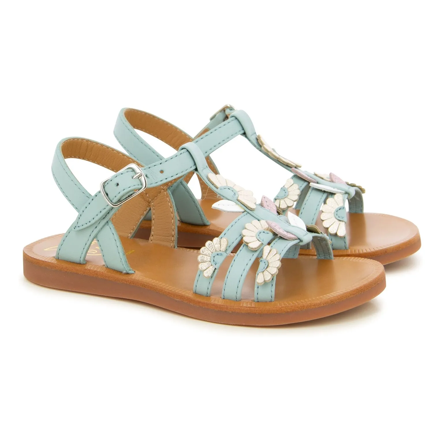 Pom D'api Turquoise Plagette Multi Daisy Sandals