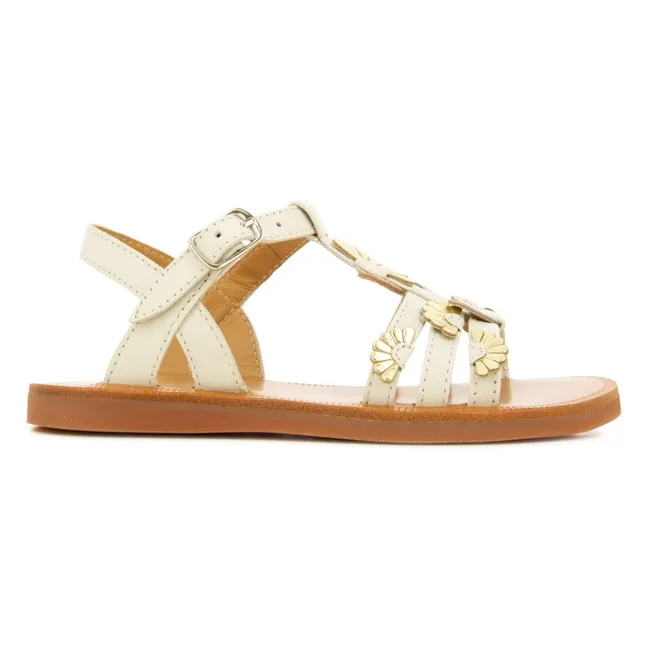 Sandalen Plagette Multi Daisy | Cremefarben