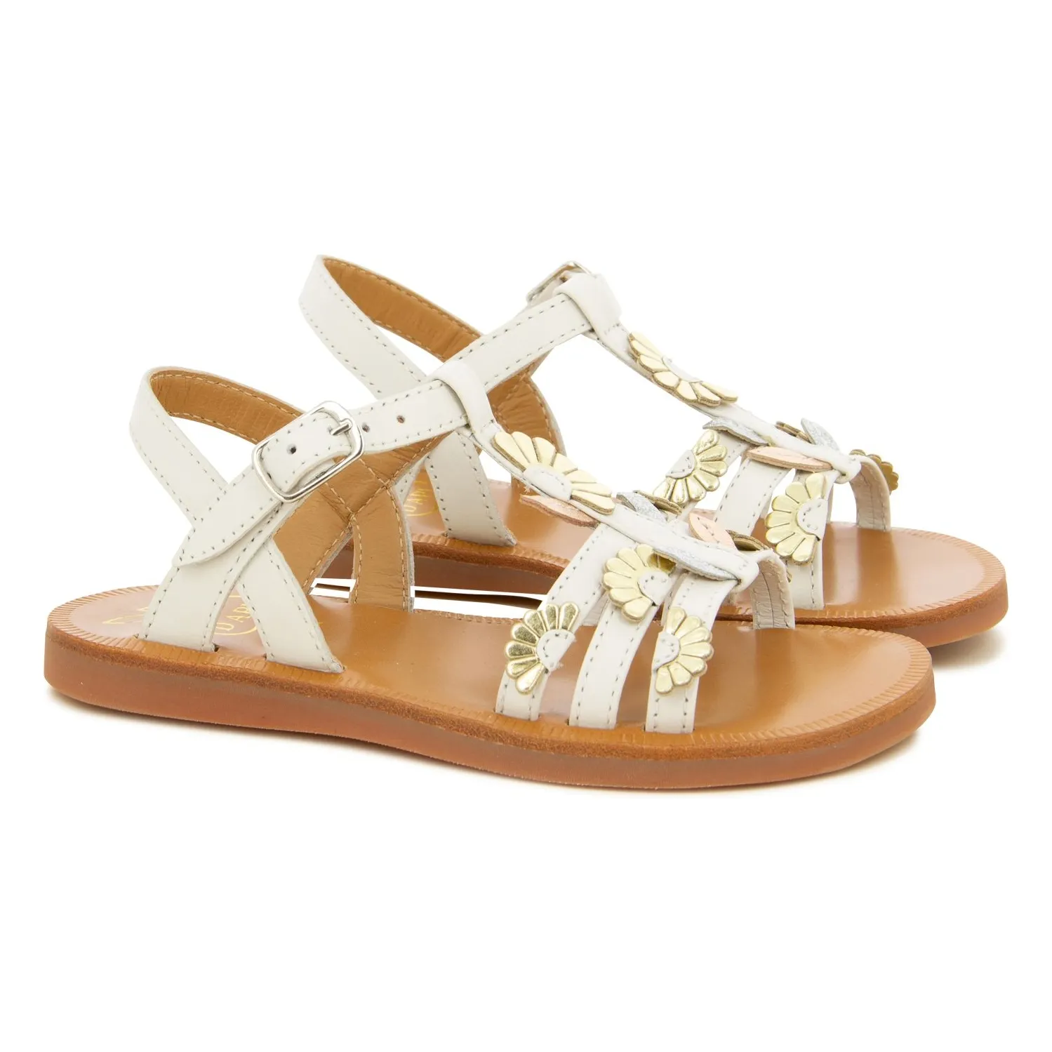 Pom D'api Cream Plagette Multi Daisy Sandals
