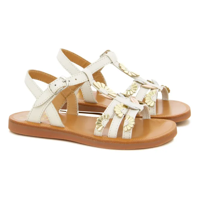 Sandalen Plagette Multi Daisy | Cremefarben