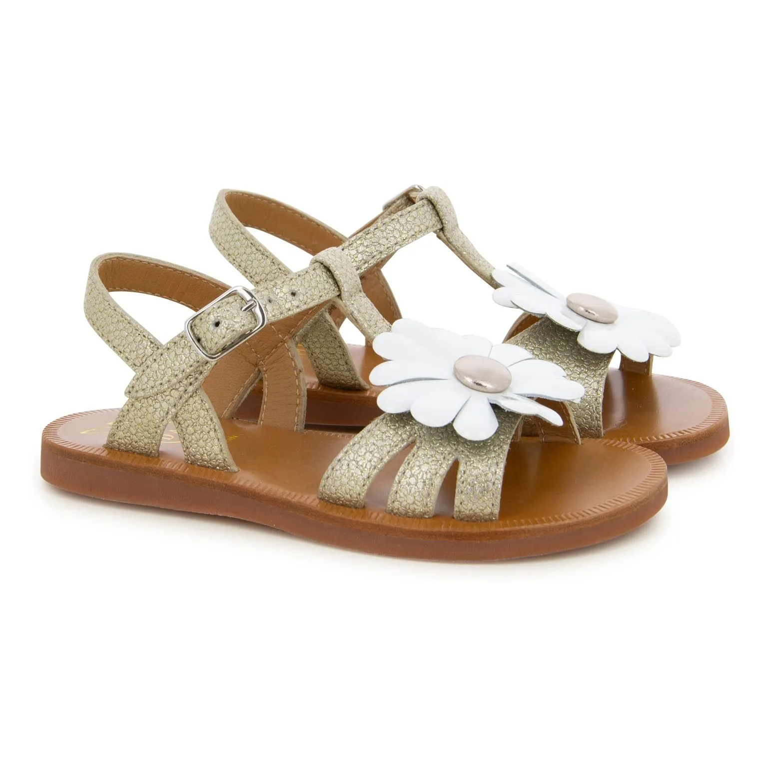 Pom D'api Gold Plagette Big Flo Sandals