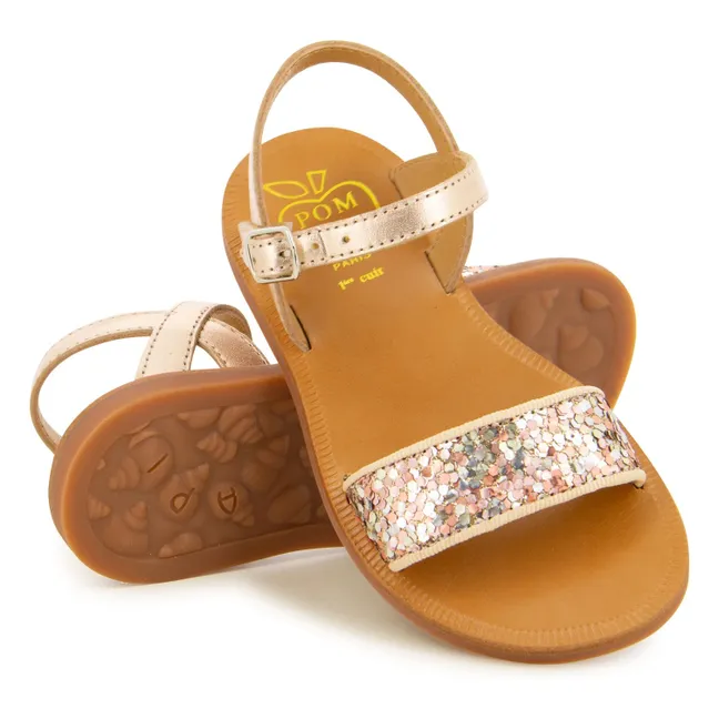 Sandalias con hebilla Plagette | Oro rosado