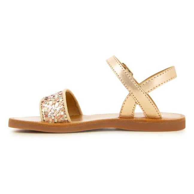 Sandalias con hebilla Plagette | Oro rosado