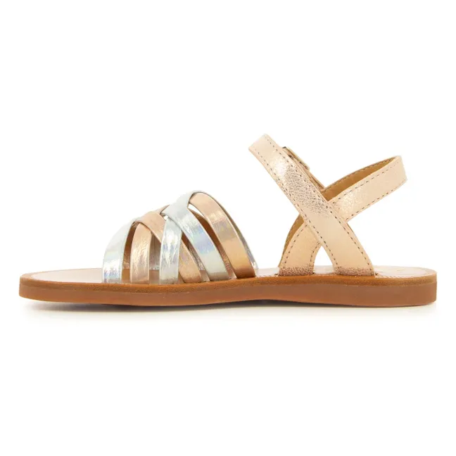 Sandales Plagette Lux | Or rose