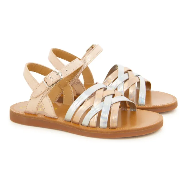 Sandales Plagette Lux | Or rose
