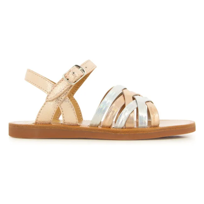 Sandales Plagette Lux | Or rose