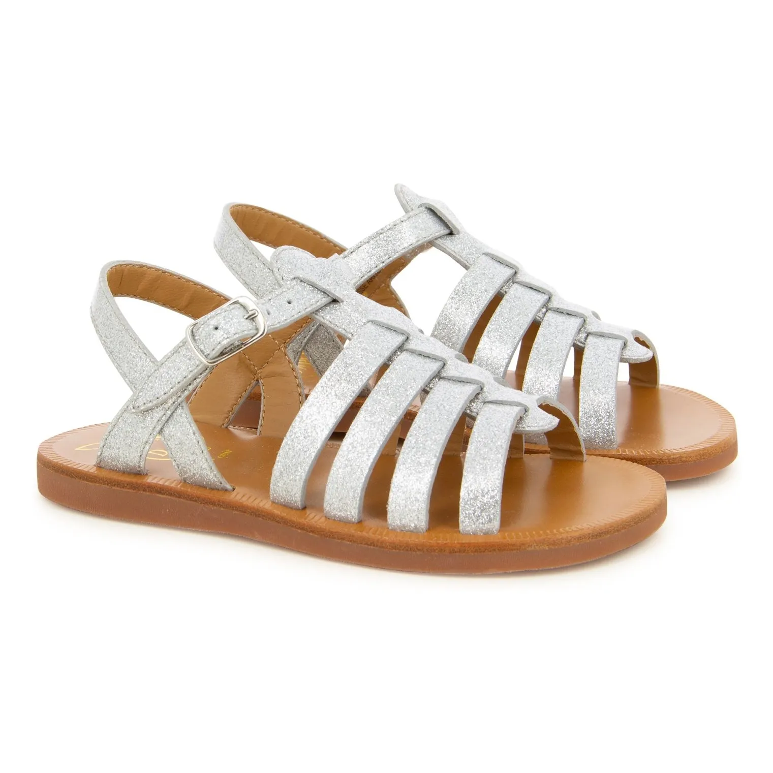 Pom D'api Silver Plagette Strap Sandals