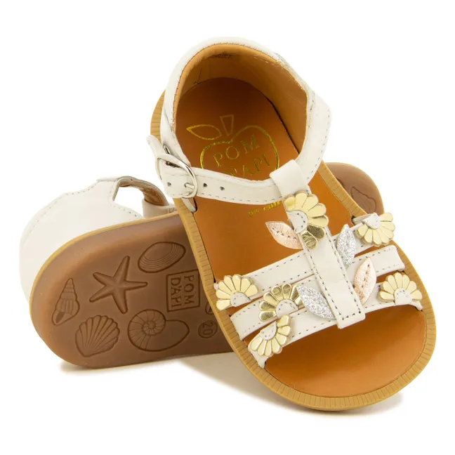 Poppy Multi Daisy sandals | Cream