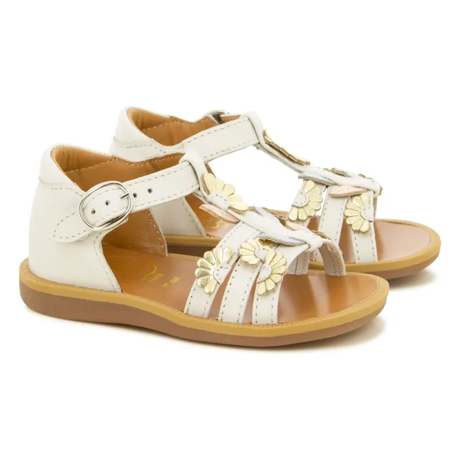 Poppy Multi Daisy sandals | Cream