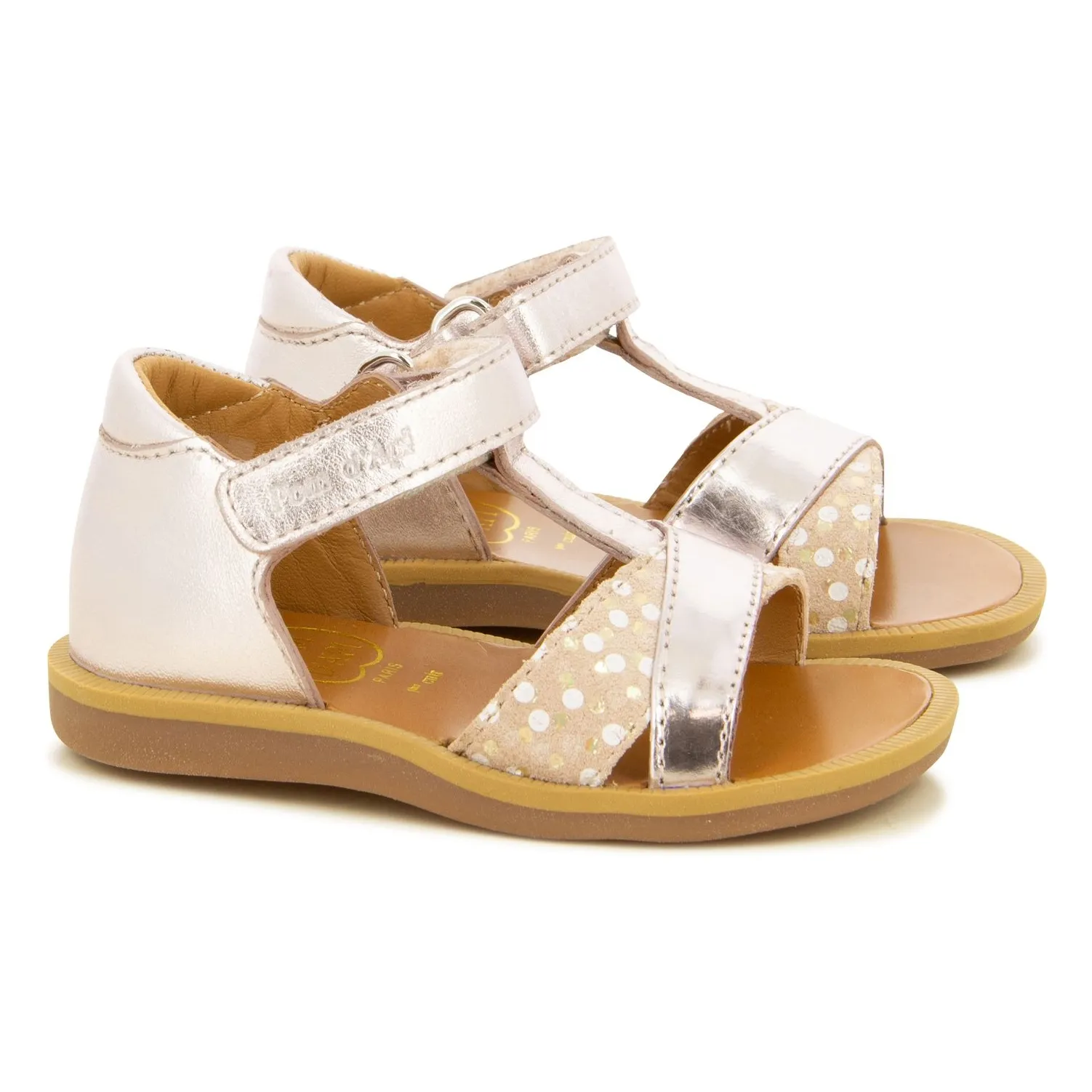 Pom D'api Pink Gold Poppy Tek Sandals