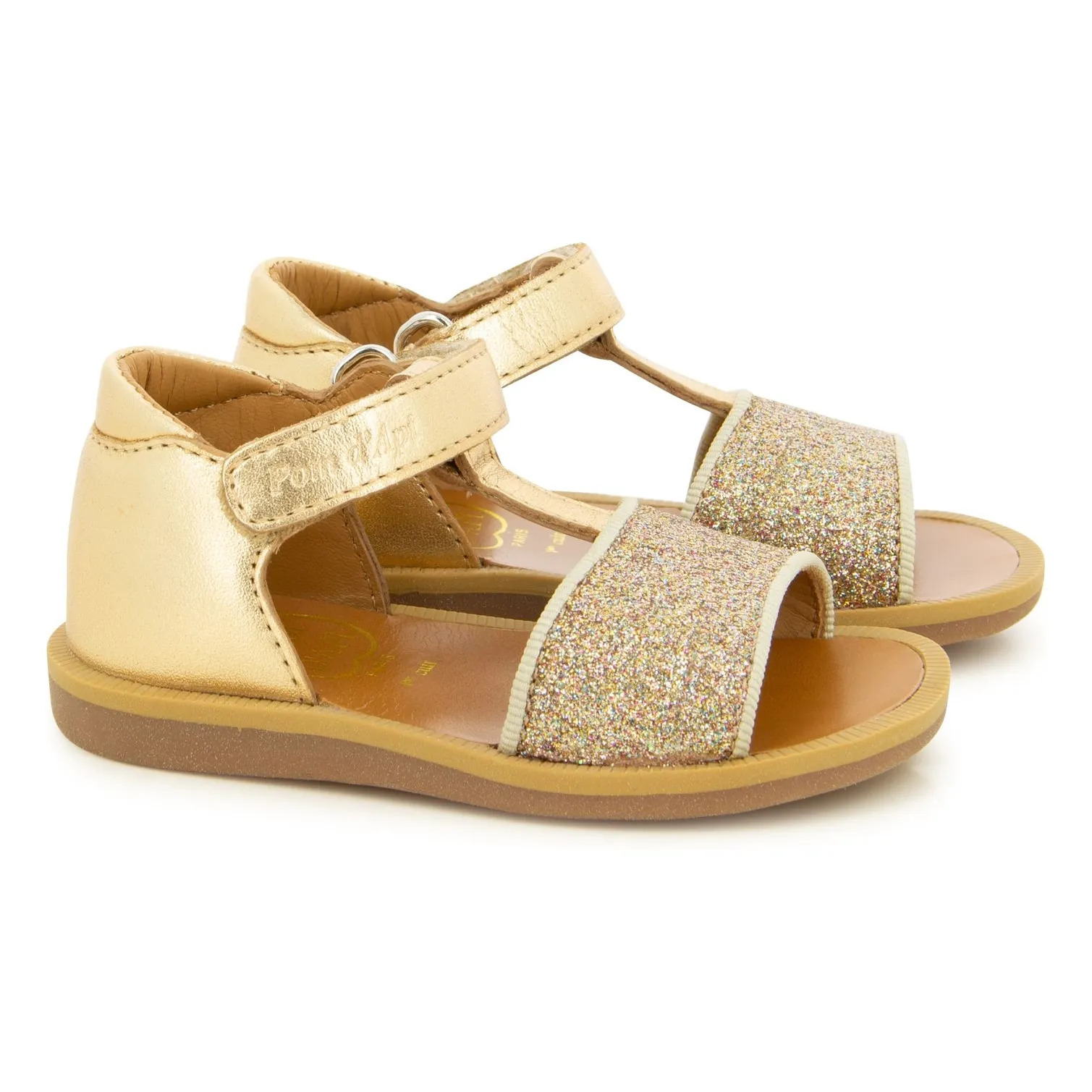 Pom D'api Gold Poppy Easy Glitter Sandals