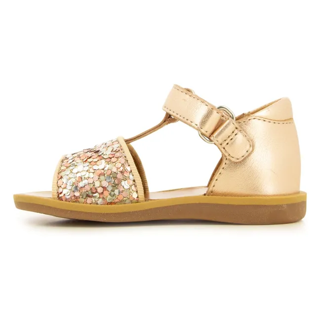 Sandalias Poppy Easy Glitter | Oro rosado