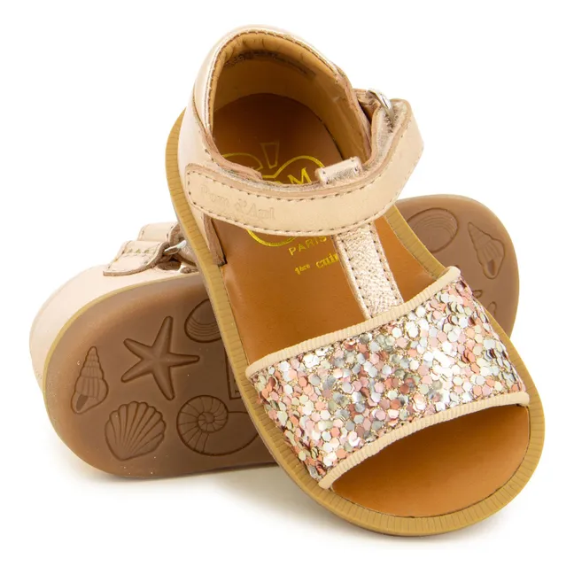 Sandalias Poppy Easy Glitter | Oro rosado