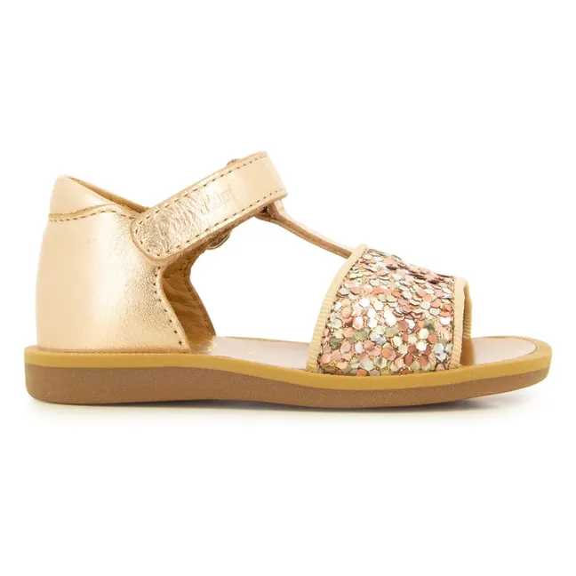 Sandalias Poppy Easy Glitter | Oro rosado